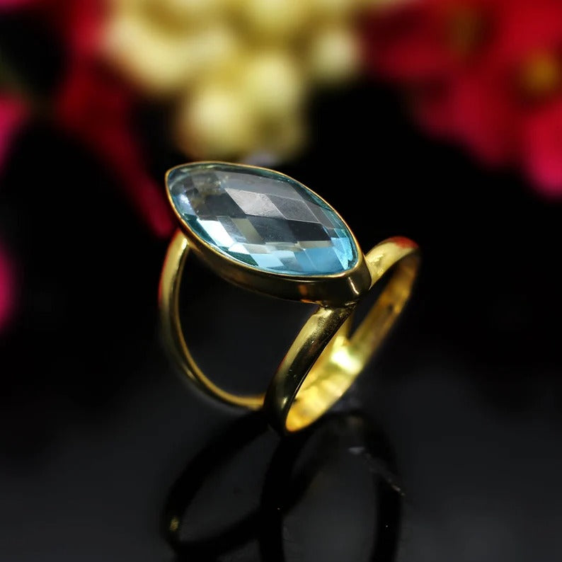 Sky Blue Topaz Hydro Brass Ring