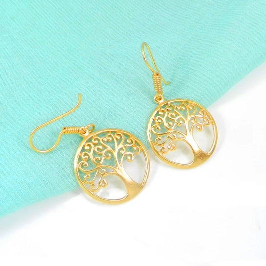 Life of Tree Simple Gold Earrings