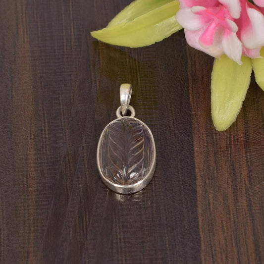 92.5 Sterling Silver Natural Oval Ametrine Carving Pendant