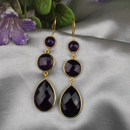 Amethyst Gemstone Handmade Earrings