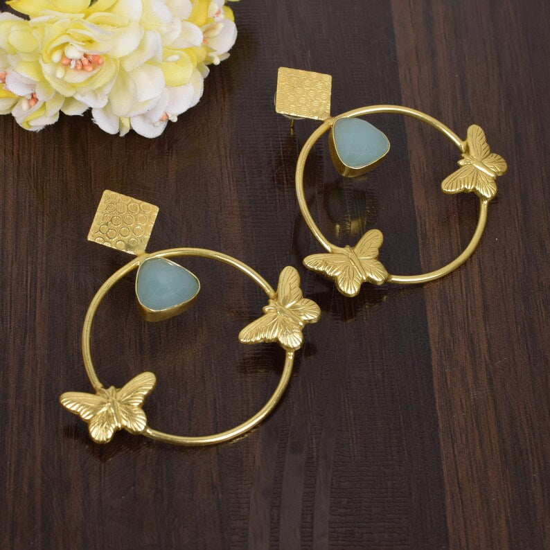 Gold Plated Brass Designer Butterfly Earrings