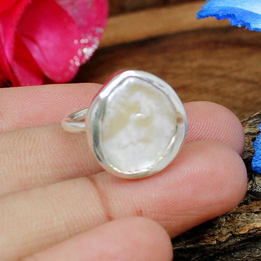 Natural Pearl Gemstone 92.5 Sterling Silver Ring