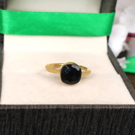 Black Onyx Gemstone 92.5 Sterling Silver Ring