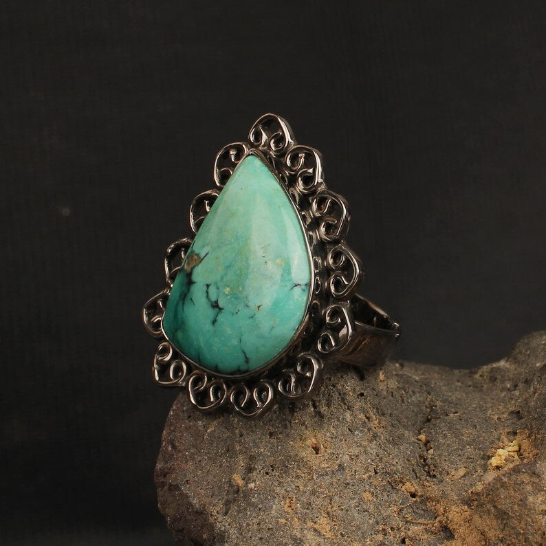 Turquoise Gemstone 92.5 Sterling Silver Ring