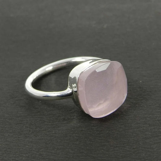 Natural Rose Quartz Gemstone 92.5 Silver Ring