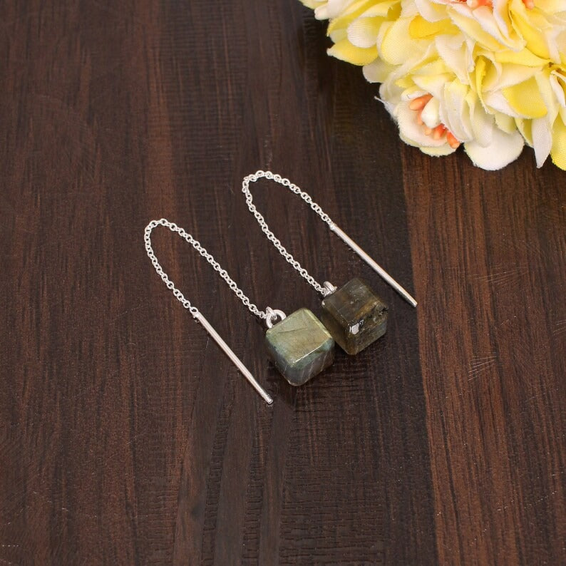 Labradorite Long Chain Earring