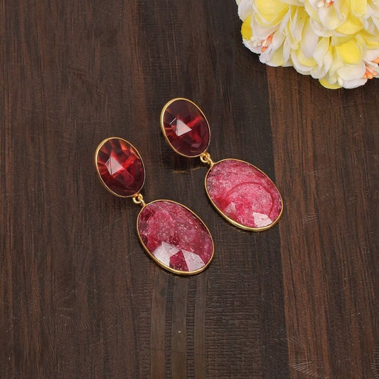 Rare Pink Tourmaline Boho Earrings