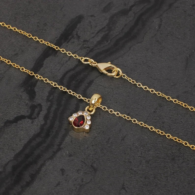 Natural Garnet Gold Plated 92.5 Sterling Silver Necklace