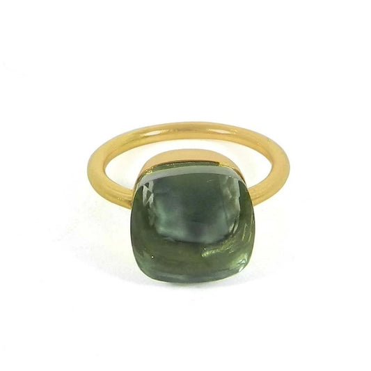 Lab Created Green Amethyst Hydro Gemstone Sterling Silver Ring