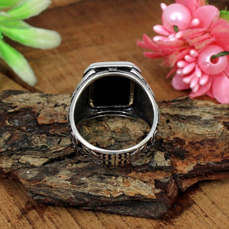 Black Onyx Gemstone 92.5 Sterling Silver Ring