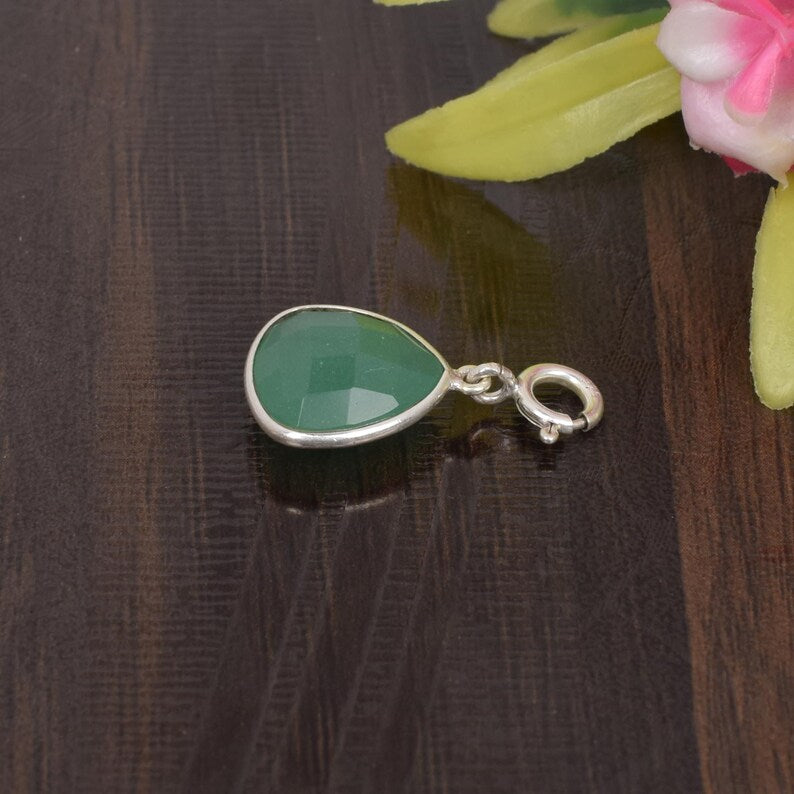 Green Onyx Gemstone Single Loop Connector