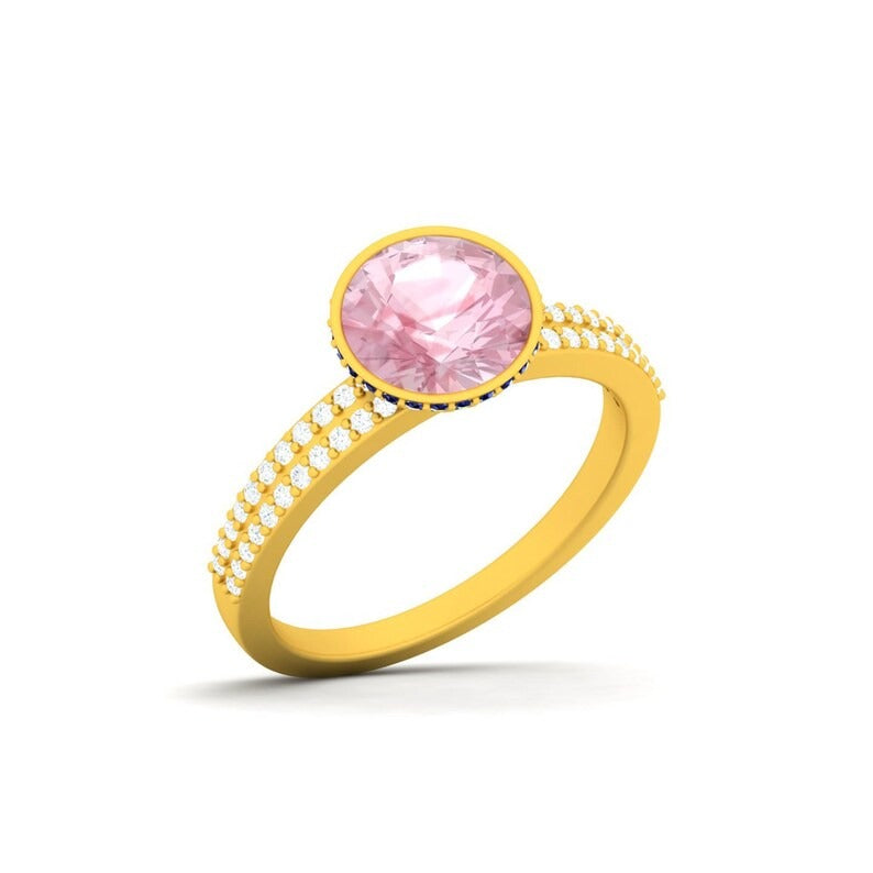 925 Sterling Silver Precious Morganite Gemstone Ring