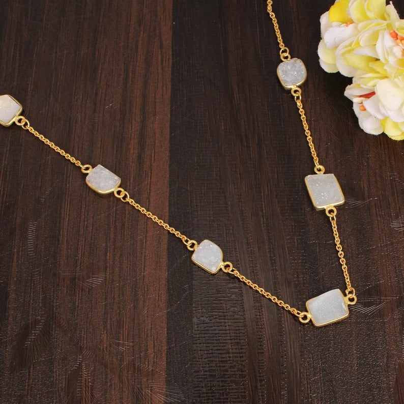 Druzy Link Chain Necklace