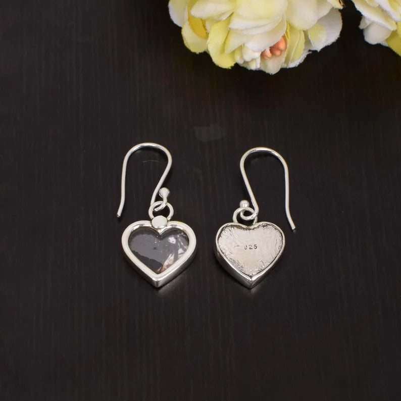 Photo Printed Sterling Silver, 11 x 11 Mm Heart Earrings