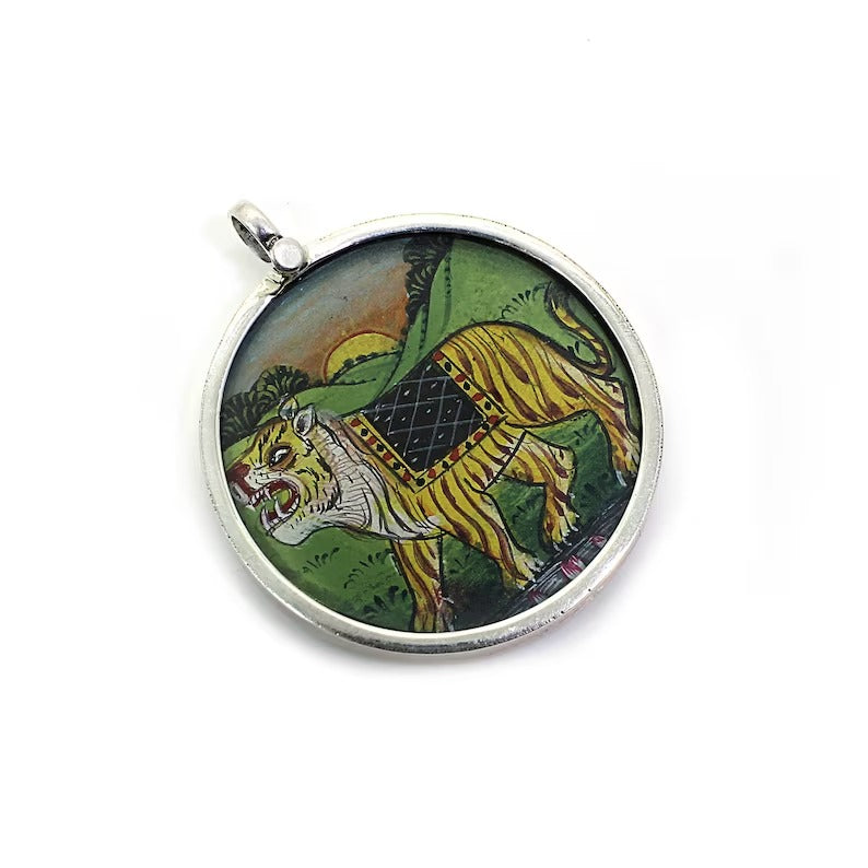 92.5 Sterling Silver Lion Handmade Painting Pendant