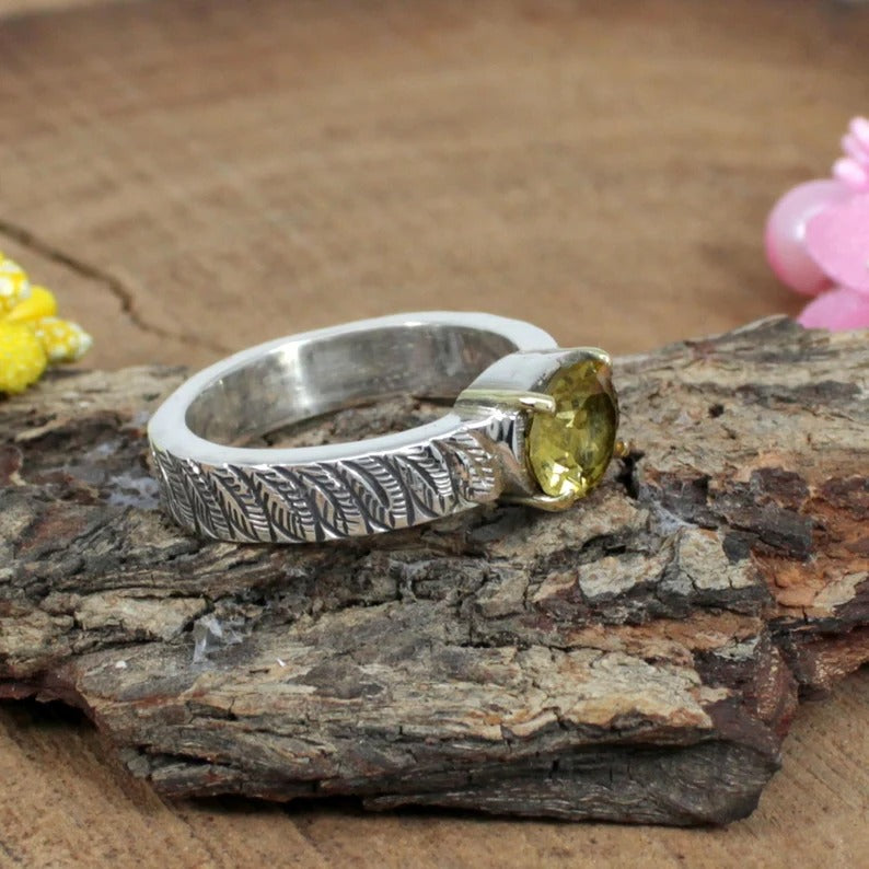 Citrine Gemstone 92.5 Sterling Silver Ring