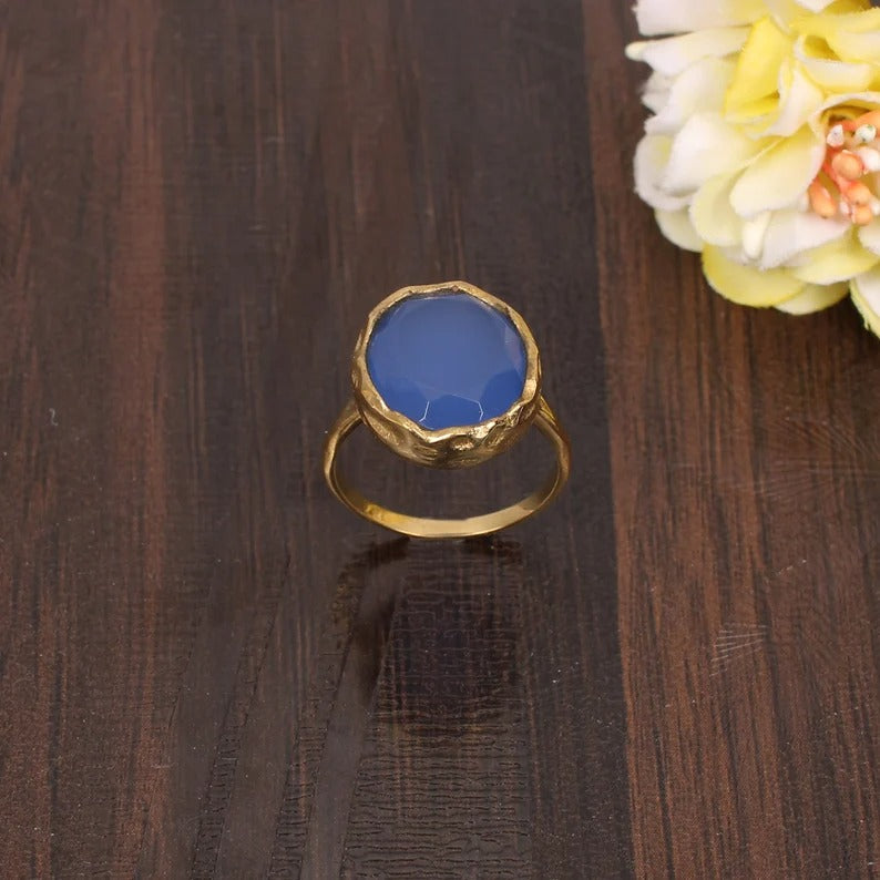 Natural Chalcedony Unisex Ring