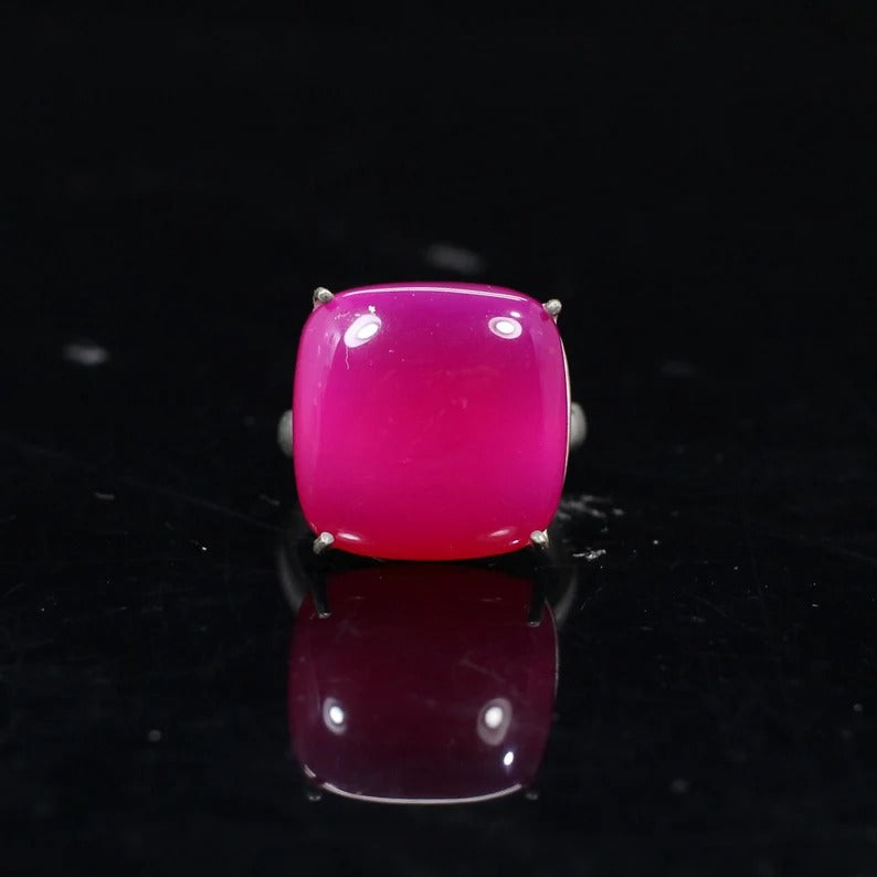 Fuchsia Chalcedony 92.5 Silver Ring