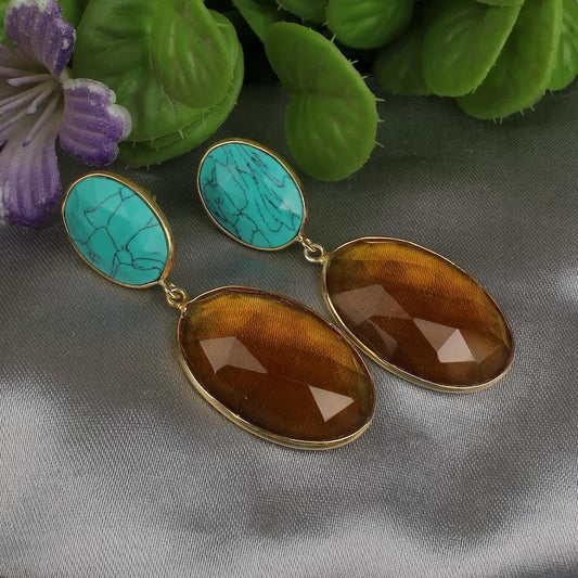 Citrine & Turquoise Earrings