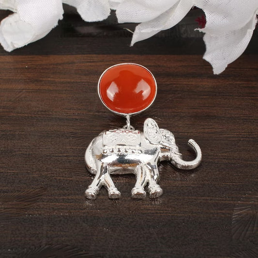 Silver Plated Carnelian Gemstone Brass Pendant