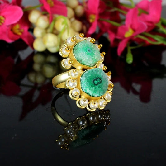 Green Solar Quartz Ring