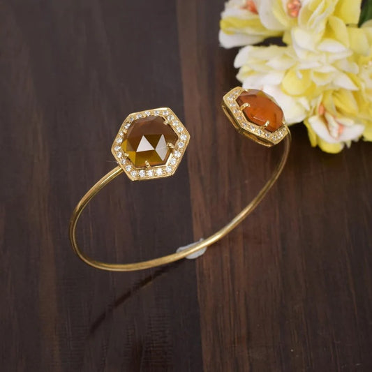 Citrine And CZ Gemstone Bangle