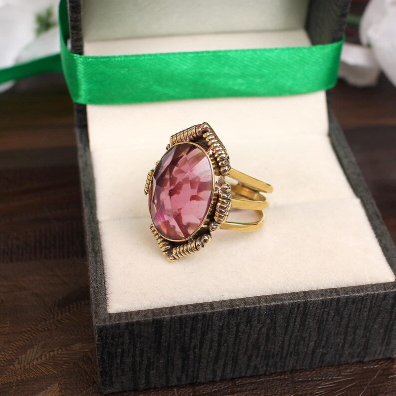 Pink Tourmaline Gemstone 92.5 Sterling Silver Ring
