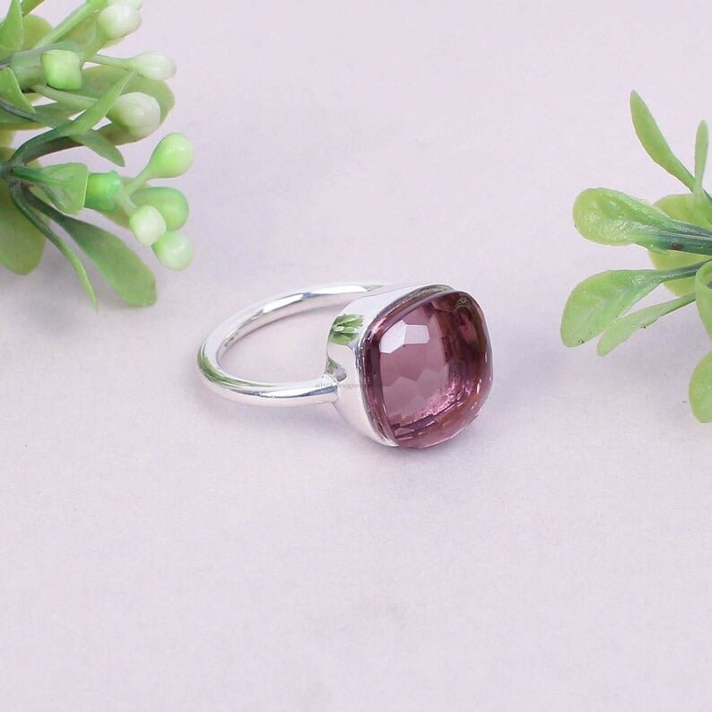 925 Sterling Silver Amethyst Gemstone Handmade Ring