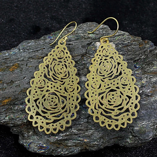 Gold Plated Filigrees Brass Earrings