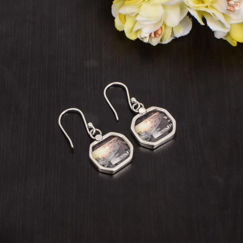 925 Sterling Silver Nature Scenery Painting Earrings