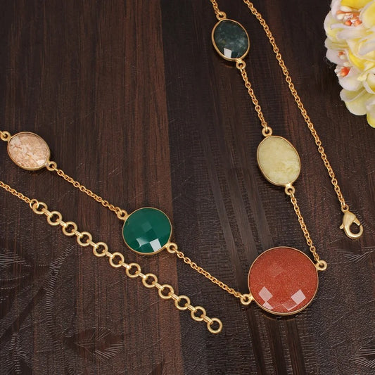 Genuine Serpentine Multi Stone Necklace