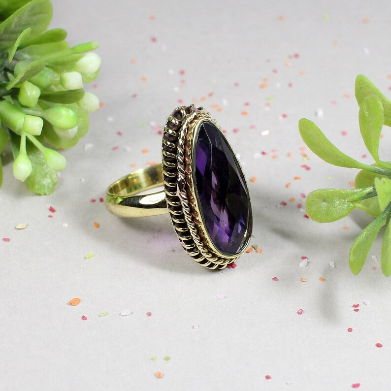 Purple Amethyst Gemstone 925 Sterling Silver Ring