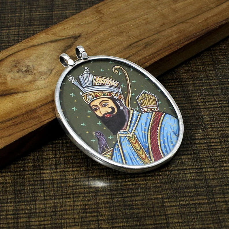 925 Sterling Silver King Portrait Pendant