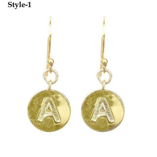 Initial Letter 18 Kt Brass Gold Plated Earrings