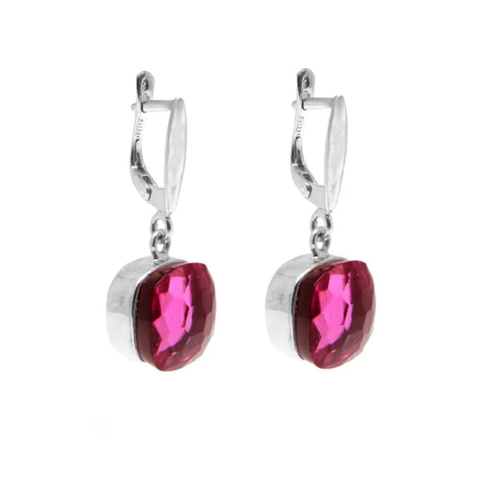 Lab-Created Pink Tourmaline Hydro Sterling Silver Earring