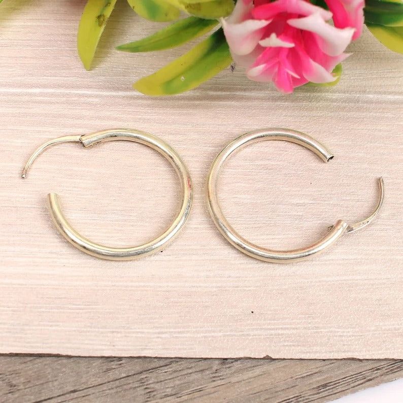 925 Sterling Silver Handmade Hoop Earrings