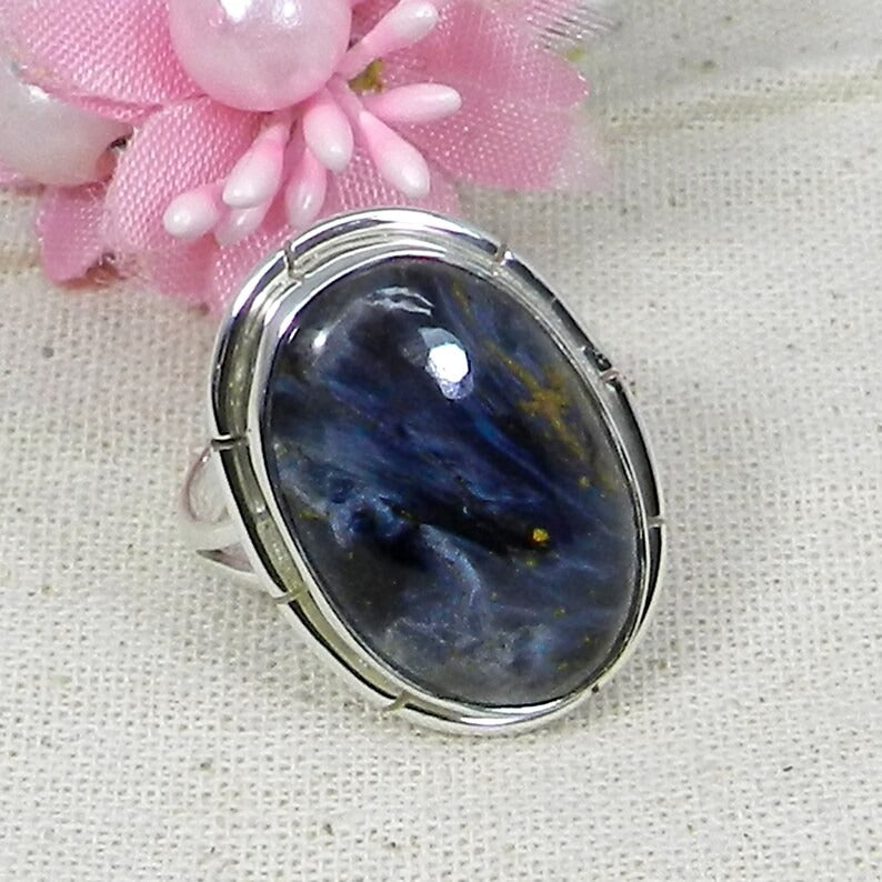 Pietersite Gemstone 92.5 Sterling Silver Ring