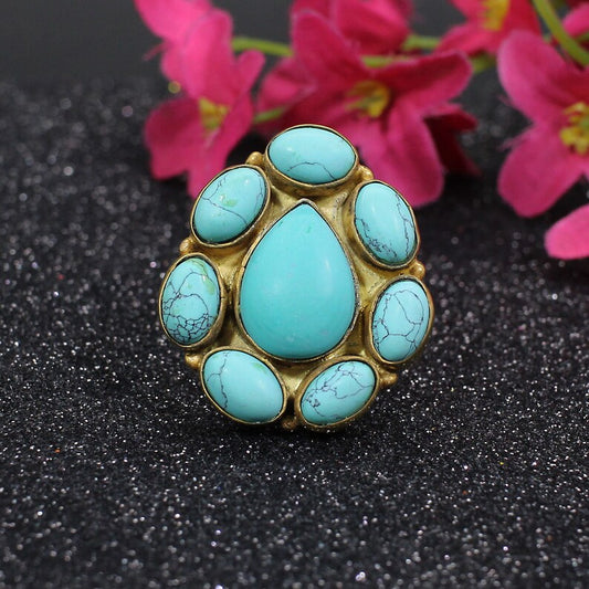 Synthetic Turquoise Adjustable Ring