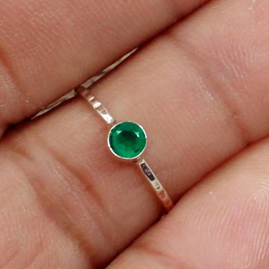 Green Onyx Gemstone 92.5 Sterling Silver Ring