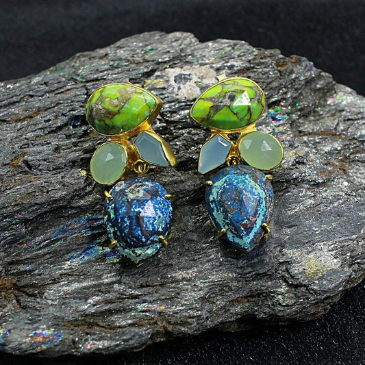 Green Copper Turquoise Earrings