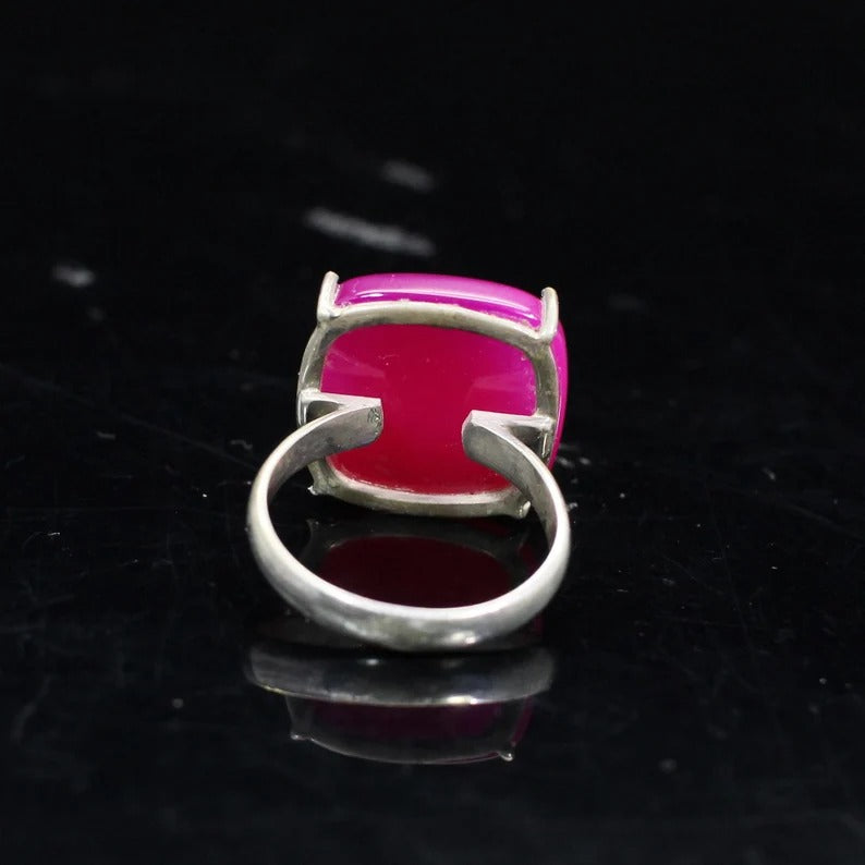 Fuchsia Chalcedony 92.5 Silver Ring