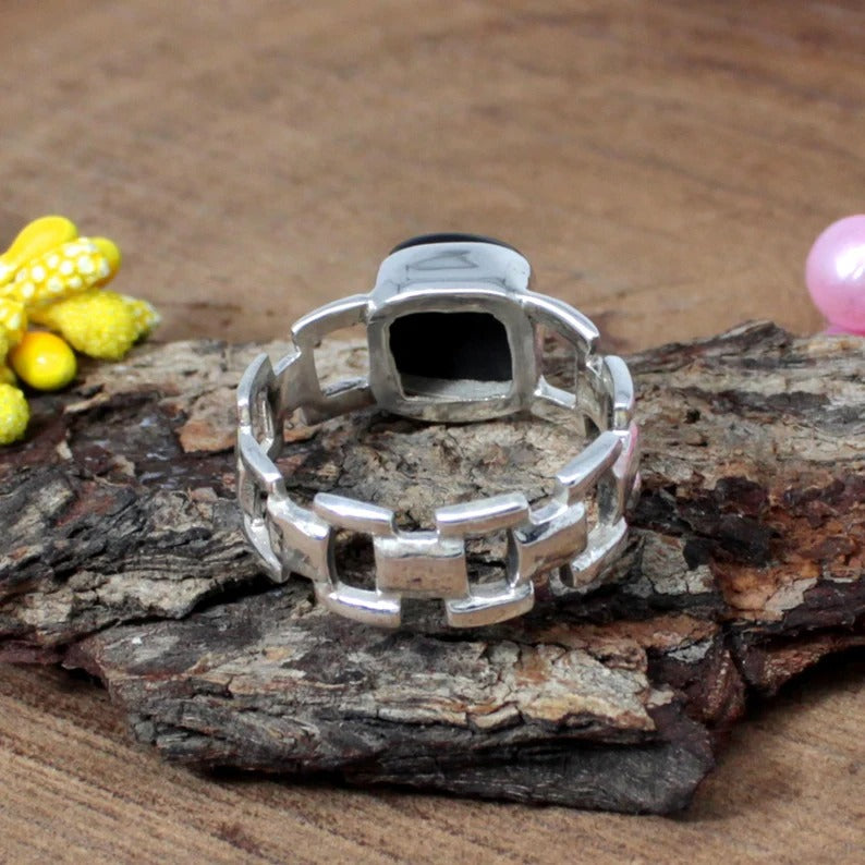 BlackOnyx Gemstone 92.5 Sterling Silver Ring