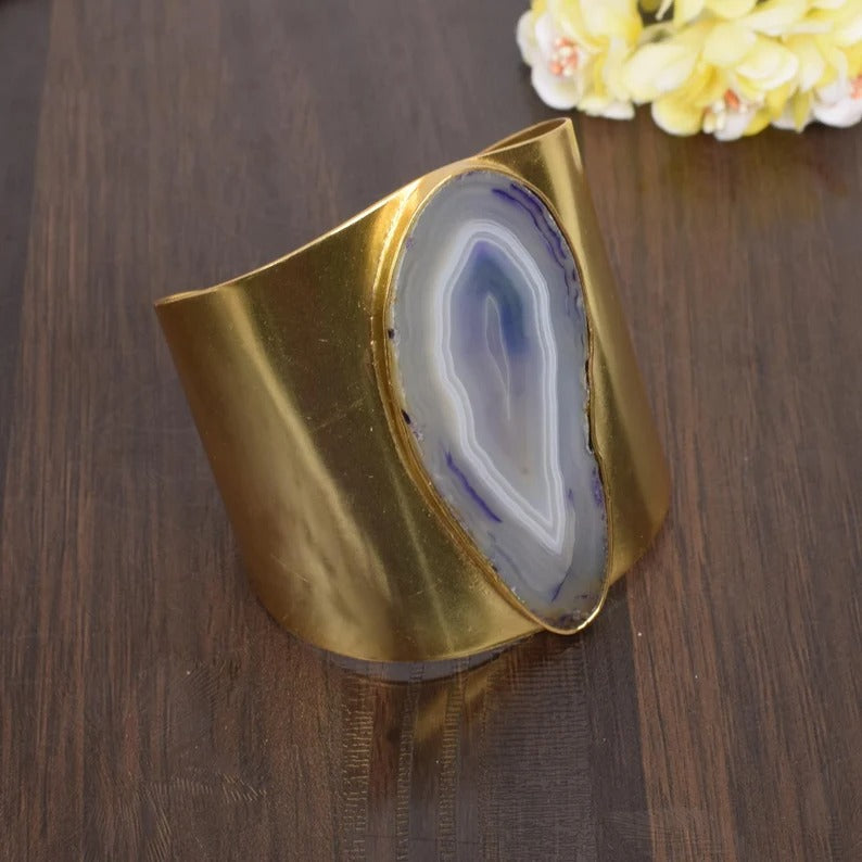 Gold Plated Brazilian Slice Agate