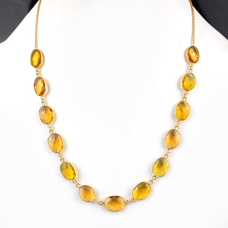 Citrine Hydro Brass Gold Plated Necklace