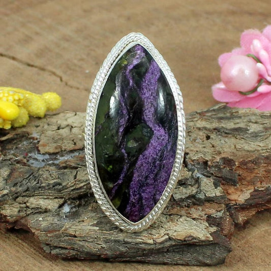 Charoite Gemstone 92.5 Sterling Silver Ring