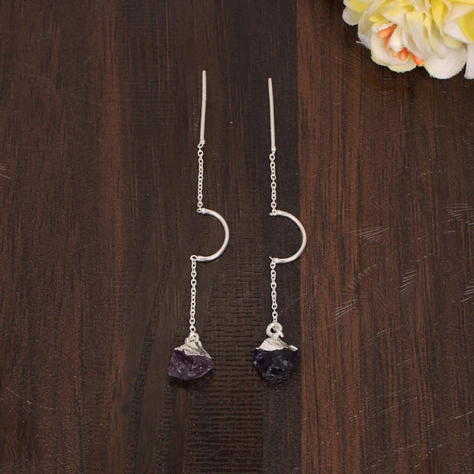 Raw Amethyst Gemstone Earring