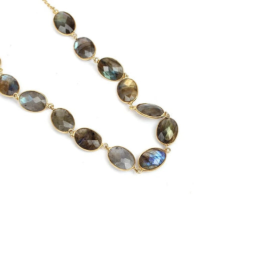 92.5 Sterling Silver Blue FLashy Labradorite Necklace