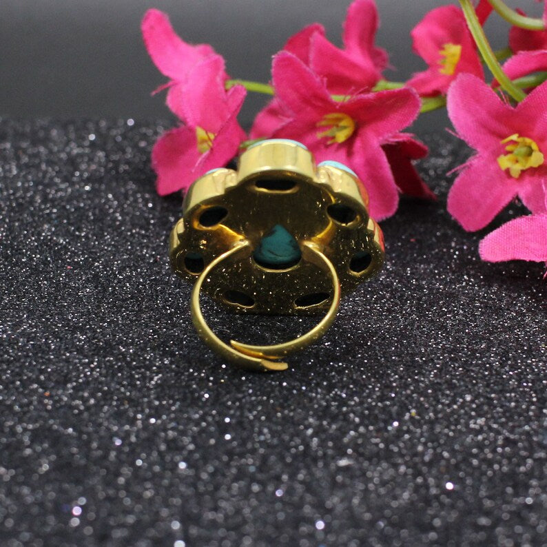 Synthetic Turquoise Adjustable Ring