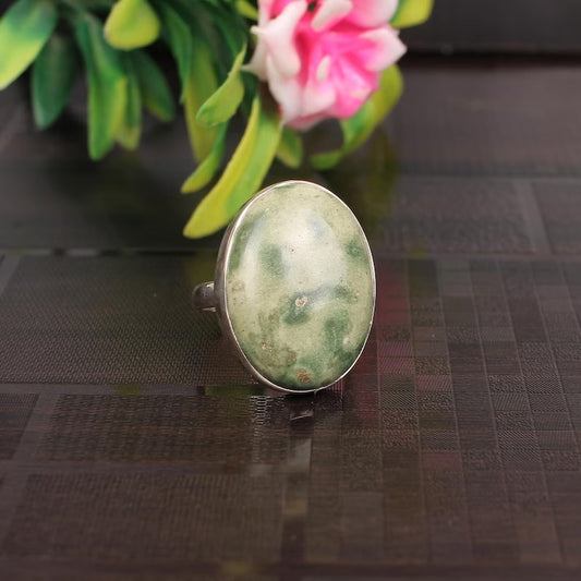 Natural Frog Skin Jasper Gemstone 92.5 Sterling Silver Ring