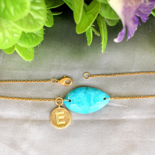 Natural Turquoise Gemstone Gold Plated Necklace